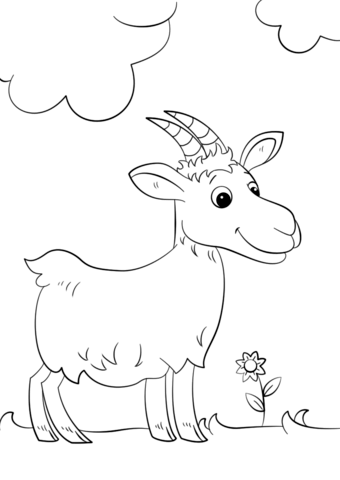 Cute Cartoon Goat Coloring Page